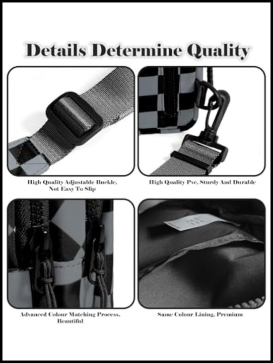 Nylon Checkered Sling Bag Small Backpack Crossbody Chest Bag main image 4